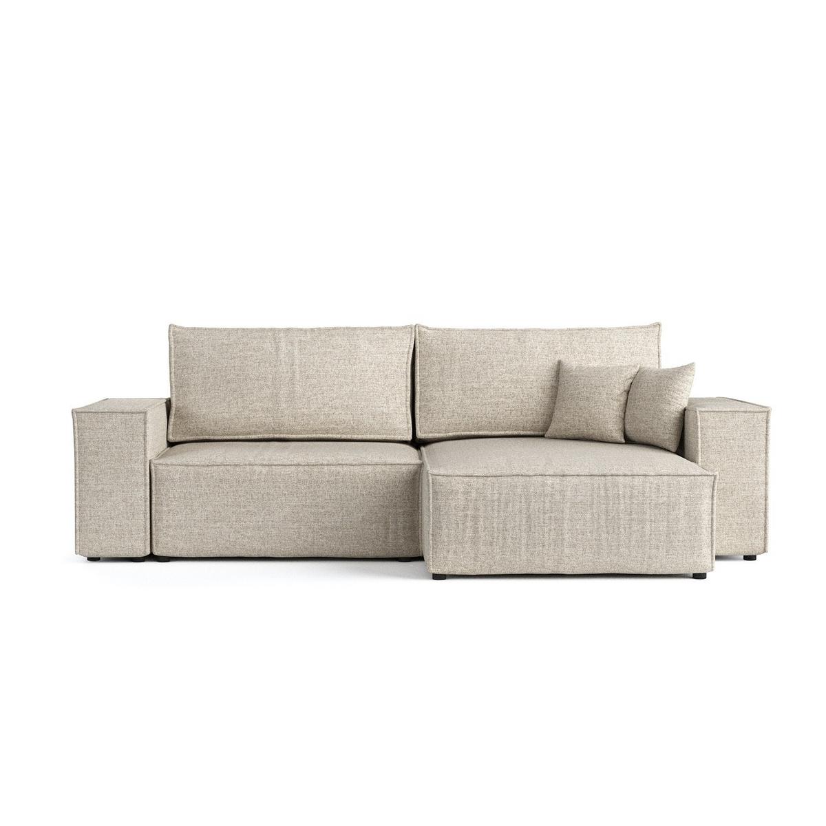 ECKSOFA CAVO mit Schlaffunktion Beige im City Stoff - Beige/Schwarz, Holz/Holzwerkstoff (255/148cm) - AltaBeds