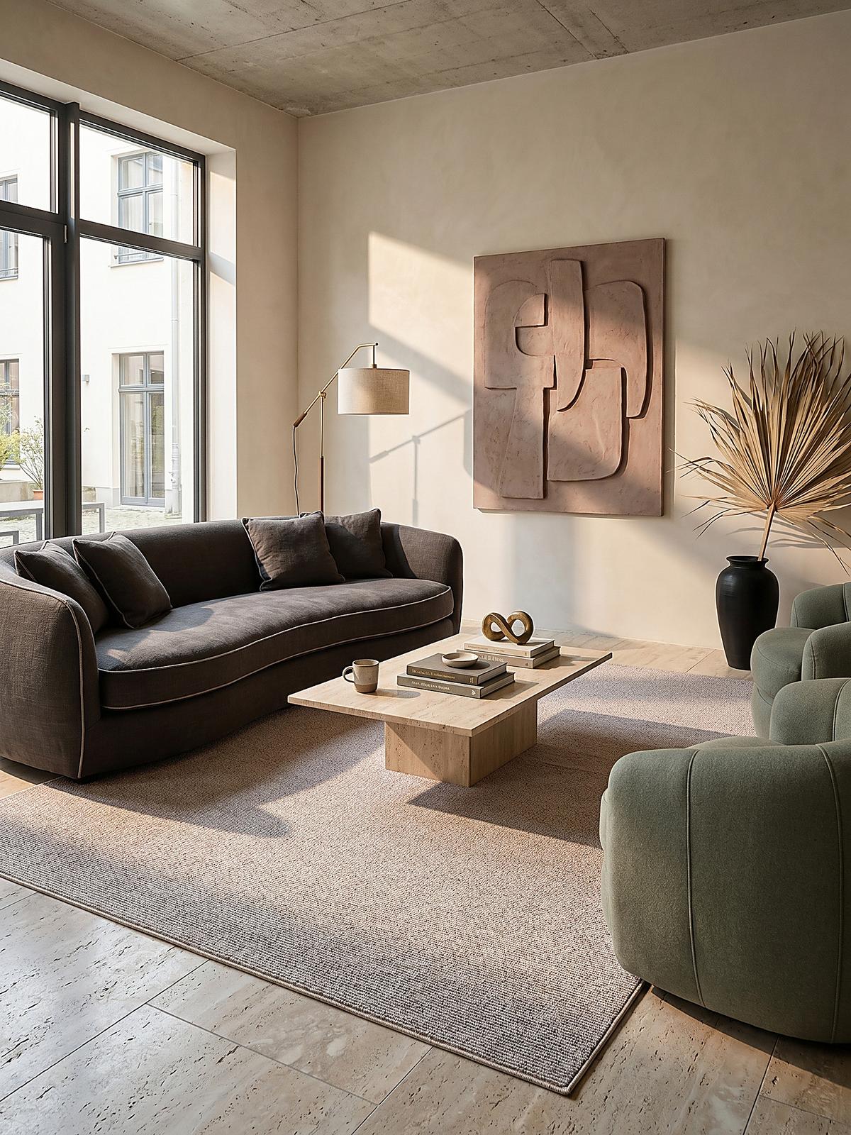 TEPPICH Niederflor Uni COLFOSCO Polypropylen Beige 133 x 133 cm - Beige, Textil (200/290cm) - KADIMA DESIGN