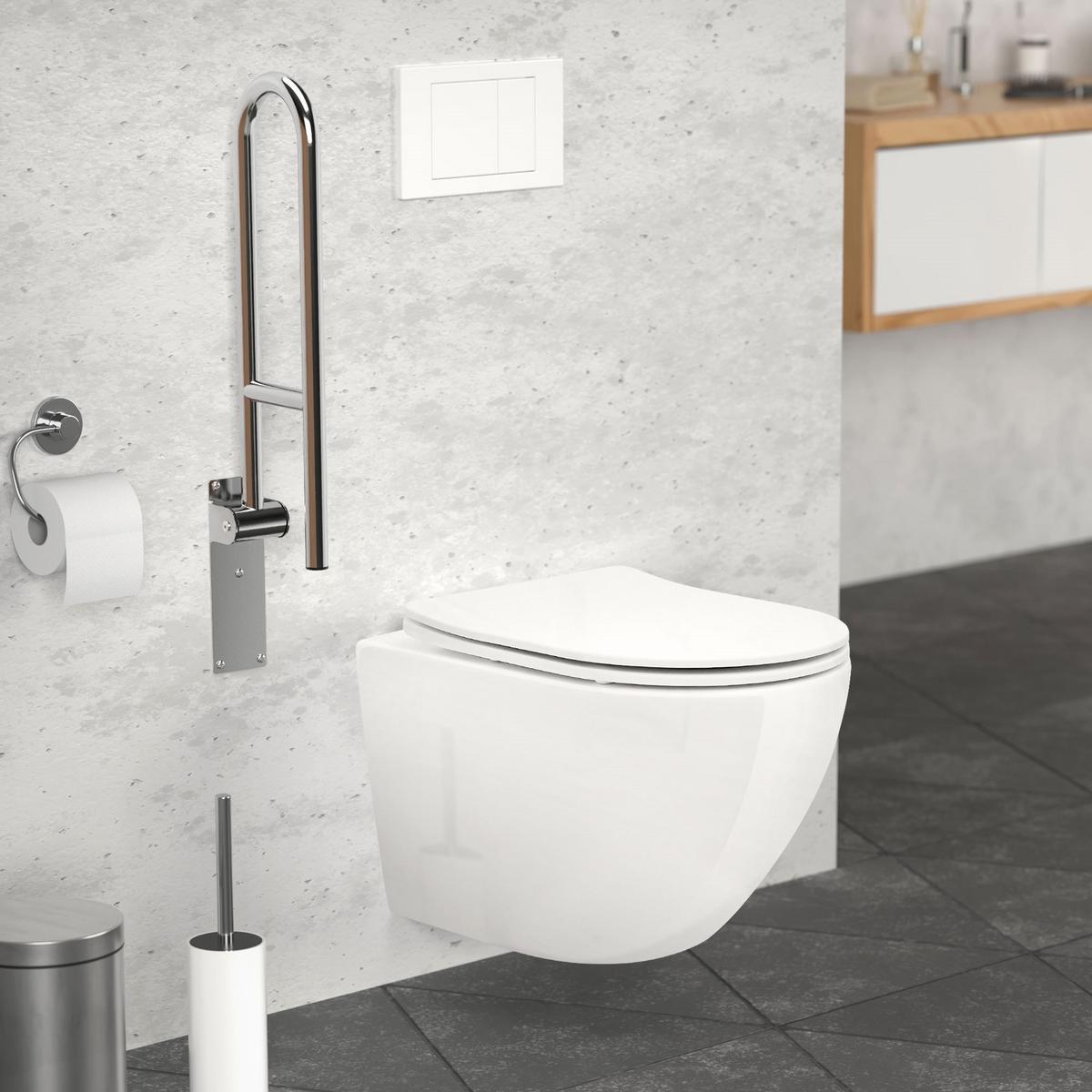 WC HALTEGRIFF 60 cm aus Edelstahl klappbar Belastbar bis 200 kg - Silberfarben, Metall (8/25/60cm) - ML-DESIGN