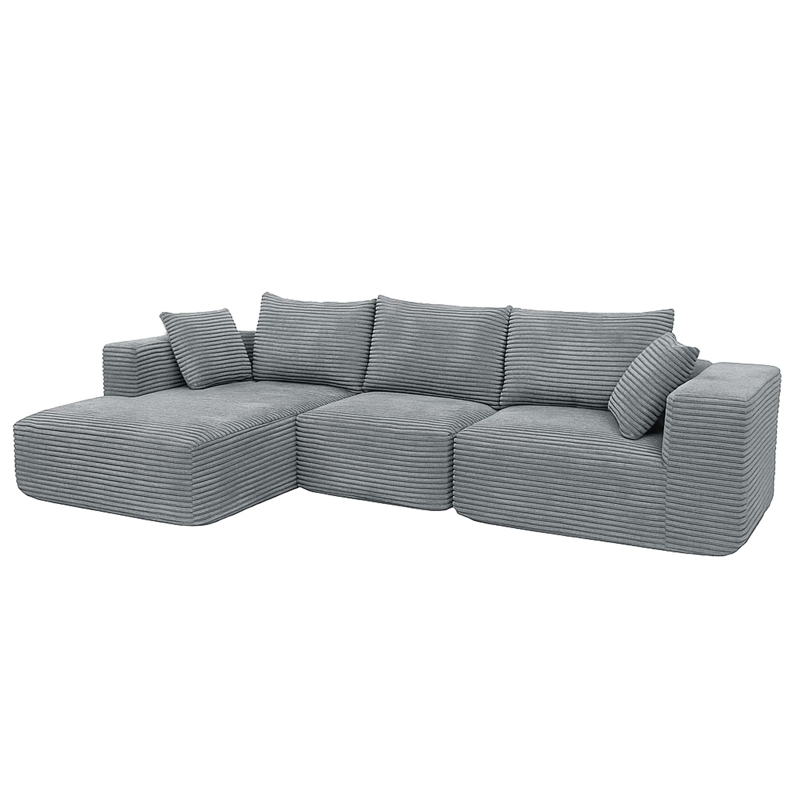 SOFA-GARNITUR Hellgrau - Hellgrau, Textil (276/58/154cm) - MCW