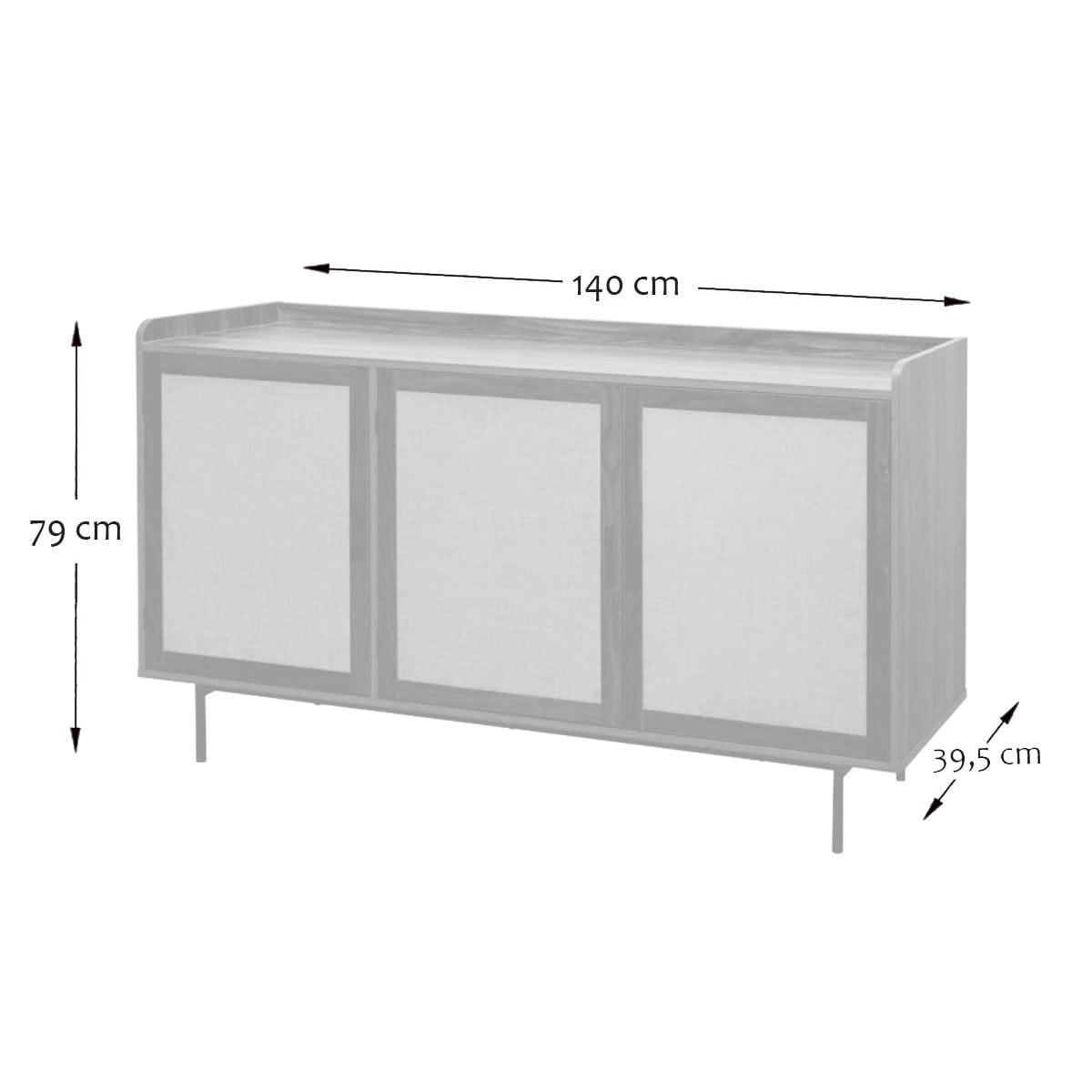 SIDEBOARD mit 3 Türen in Nussbaumdekor und Stofffronten 39,5/79/140 cm - Nussbaumfarben, Holzwerkstoff (39.5/79/46cm) - Calicosy