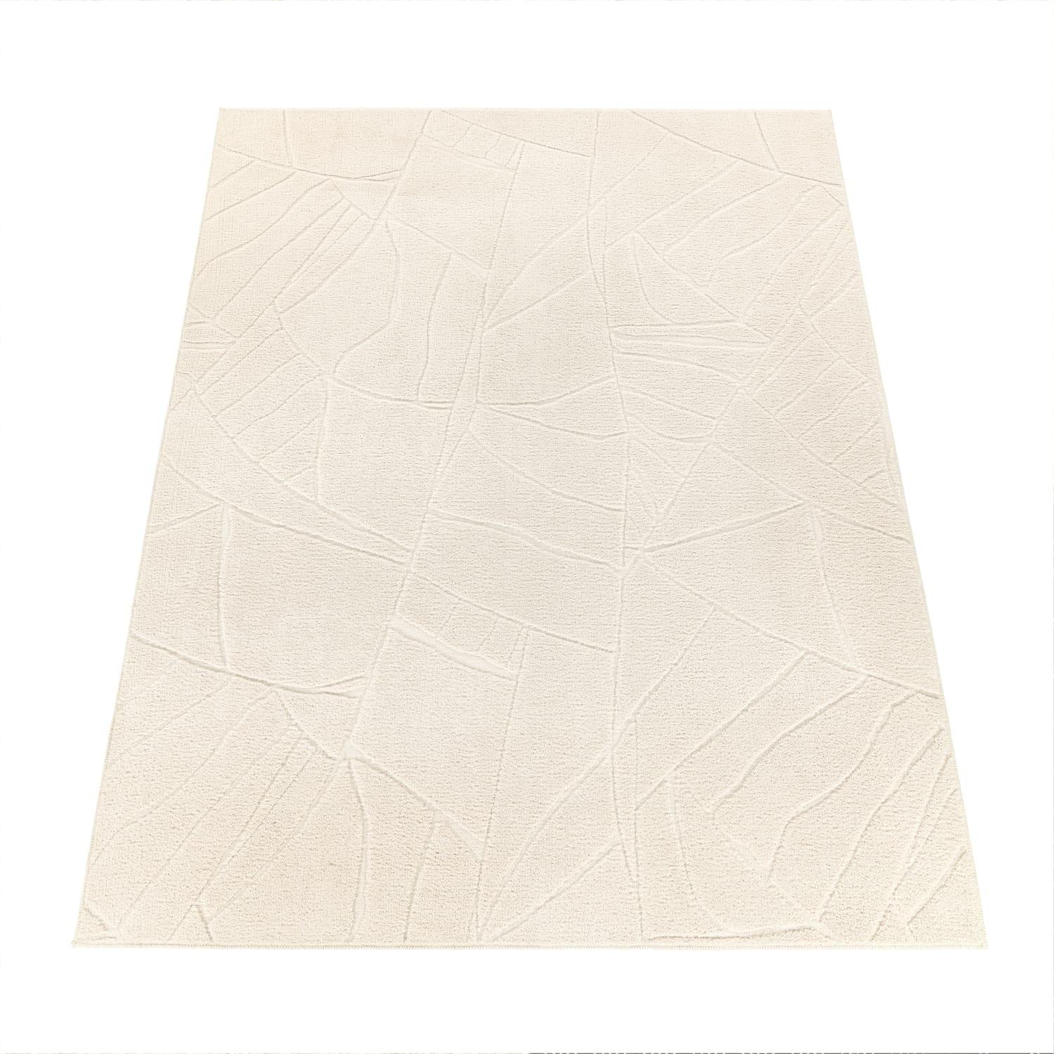 KURZFLORTEPPICH, mit Struktur, aus Polyester, Florhöhe 12 mm, Creme, 160 x 220 cm - Beige, Textil (220/160cm) - KADIMA DESIGN