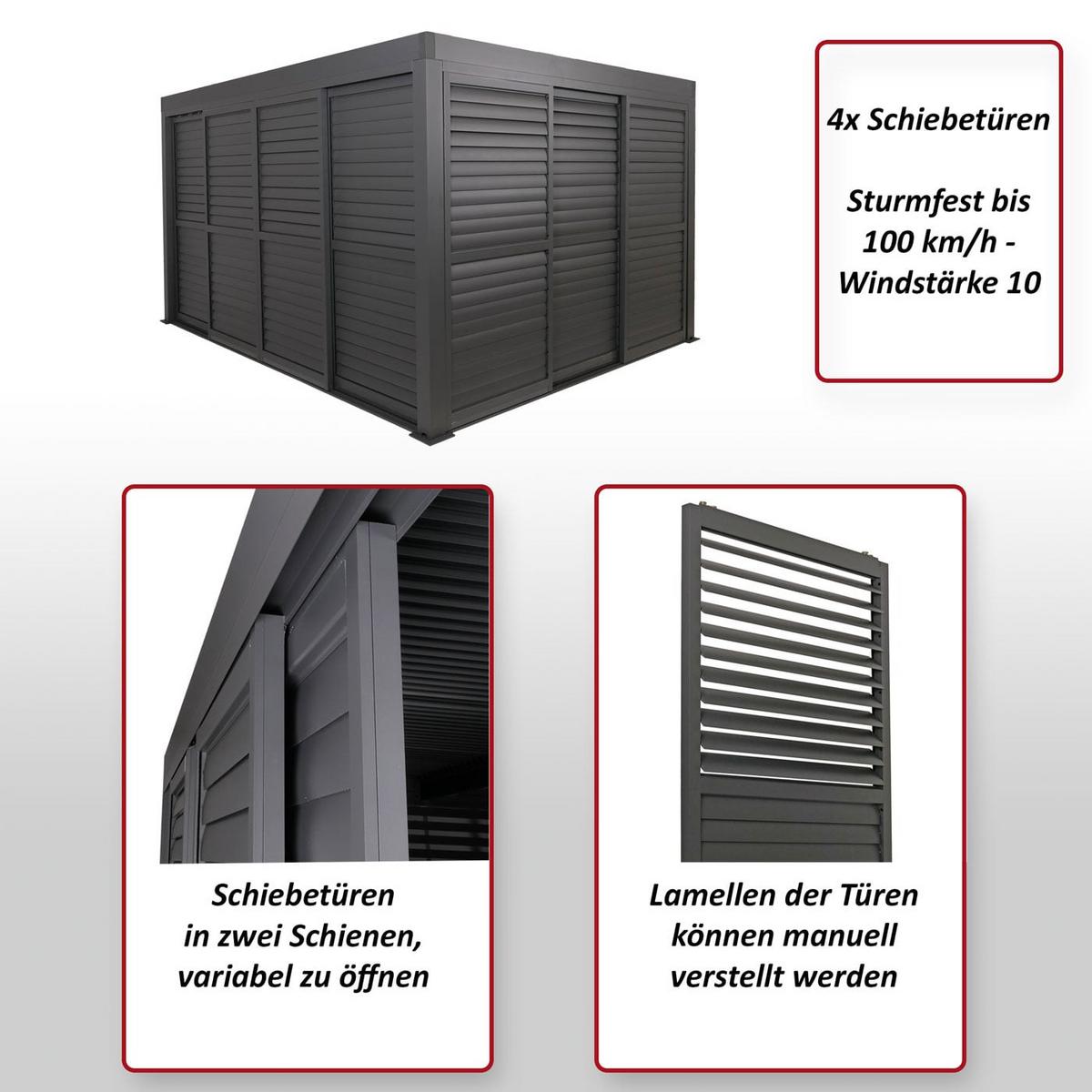 SCHIEBETÜR FÜR PERGOLA Weiß 4er-Set-Set - Weiß, Metall (369/206/10cm) - MCW