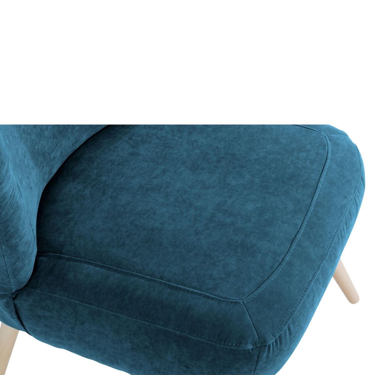 SESSEL Kathy Bezug Veloursstoff Buche natur / petrol - Blau, Kunststoff (70/86/69cm) - 58aufmkessel