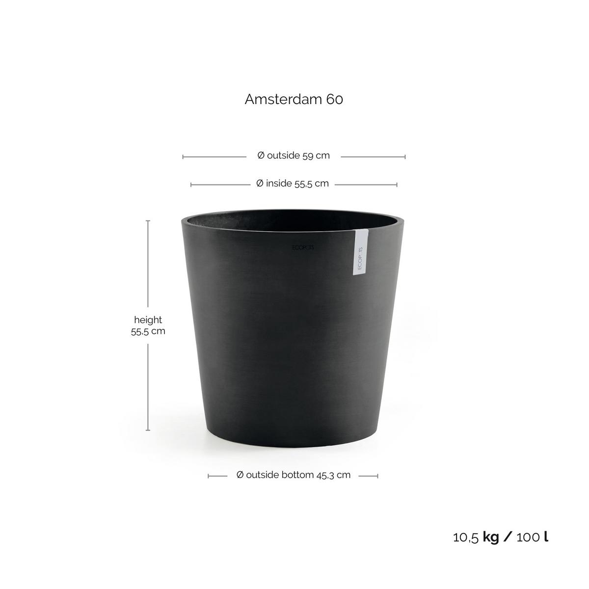 BLUMENTOPF Amsterdam 59/55,5 cm Dunkelgrau - Dunkelgrau, Kunststoff (59/55.5cm) - Ecopots
