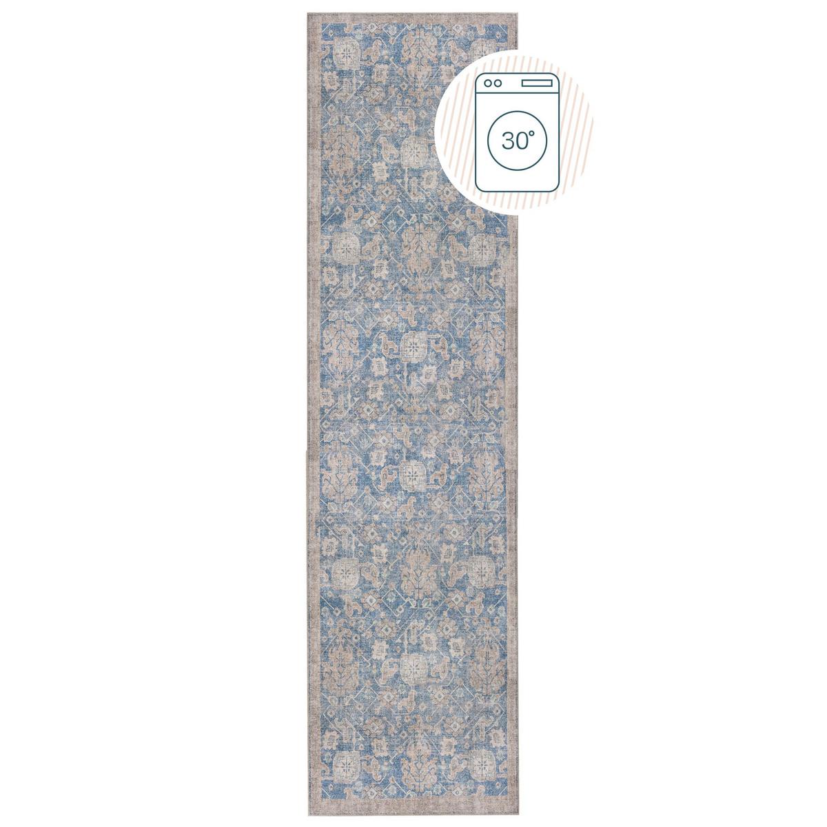 TEPPICH Waschbar HURST, orientalisch, Blau, 60 x 230 cm - Blau, Textil (230/60cm) - KADIMA DESIGN
