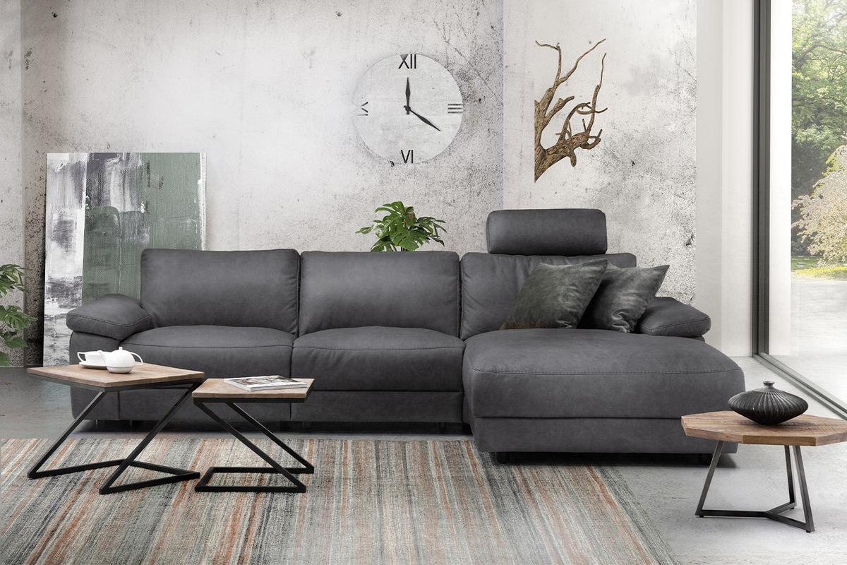 ECKSOFA XL MOTORISCHER RELAXFUNKTION LOLA Grau Webstoff Relaxfunktion - Schwarz/Grau, Textil (304/178cm) - KAWOLA