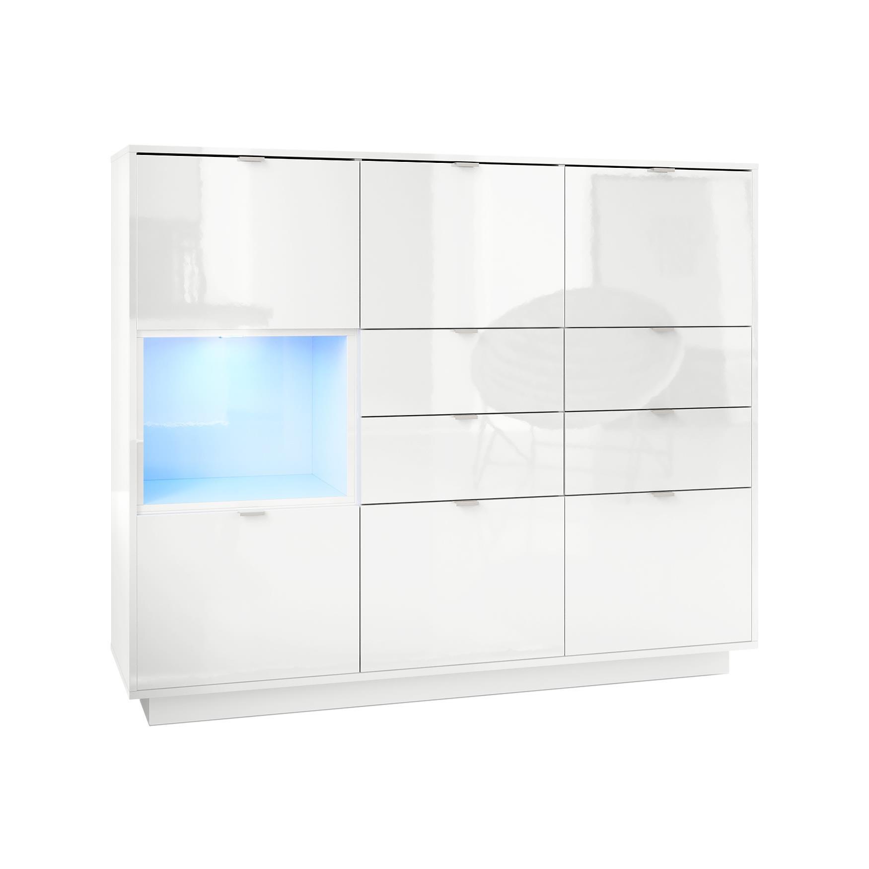 HIGHBOARD Metro Einsatz in Weiß Hochglanz - Weiß Hochglanz, Holzwerkstoff (153/123/37cm) - Vladon