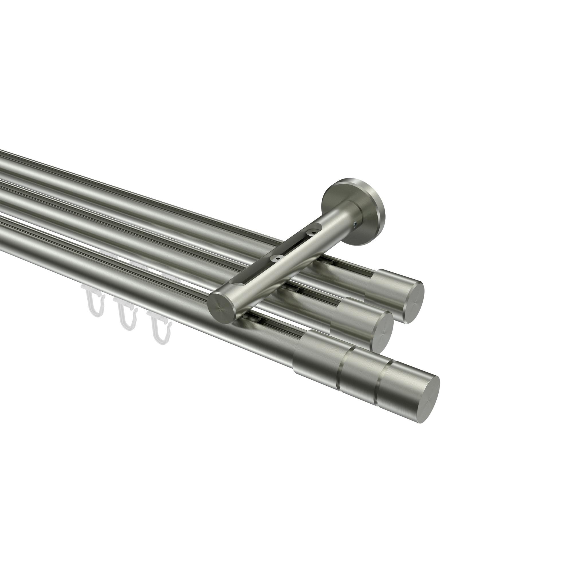 GARDINENSTANGE INNENLAUF Siteno Elanto 320 cm (geteilt in 2 x 160 cm), 3-läufig, 20 mm Ø Edelstahl-Optik - Edelstahlfarben, Metall (320cm) - INTERDECO