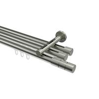GARDINENSTANGE INNENLAUF Siteno Elanto 320 cm (geteilt in 2 x 160 cm), 3-läufig, 20 mm Ø Edelstahl-Optik - Edelstahlfarben, Metall (320cm) - INTERDECO