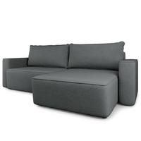 ECKSOFA BELISE CL Grau Veloursstoff mit Schlaffunktion - Grau, Holz/Textil (252/162cm) - MASSENO