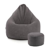 SITZSACK Cord mit Hocker Der Tagträumer - Anthrazit, Textil (180/80/80cm) - Mokebo