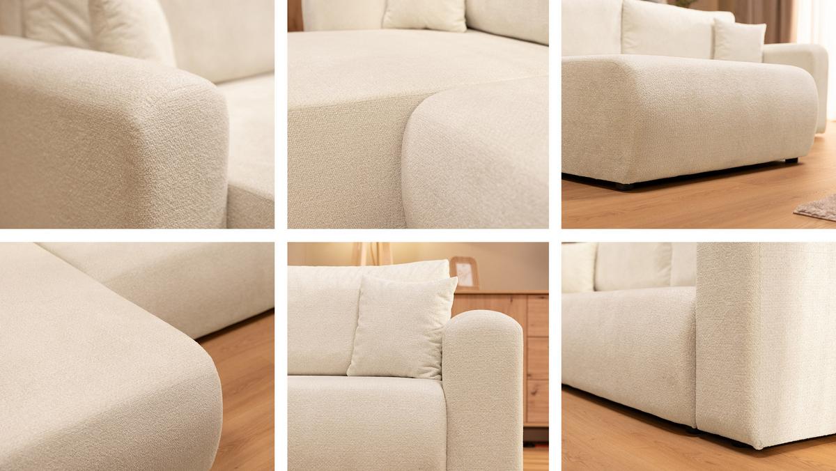 ECKSOFA Floryn L - Beige/Schwarz, Holz/Kunststoff (245/145cm) - MIRJAN24