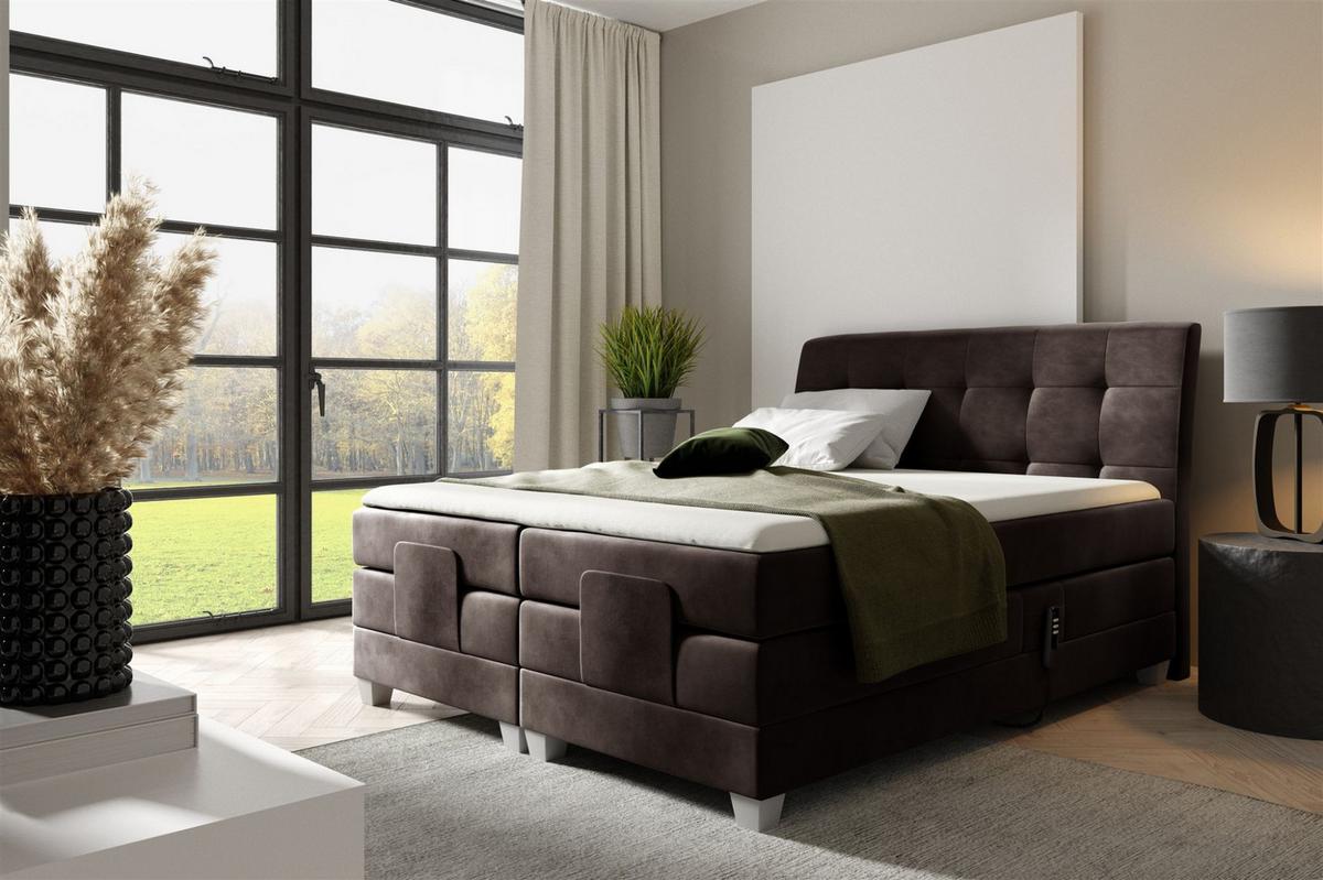 BOXSPRINGBETT Elektrisch Franco - Dunkelbraun, Holzwerkstoff/Textil (200/200cm) - Fun Möbel