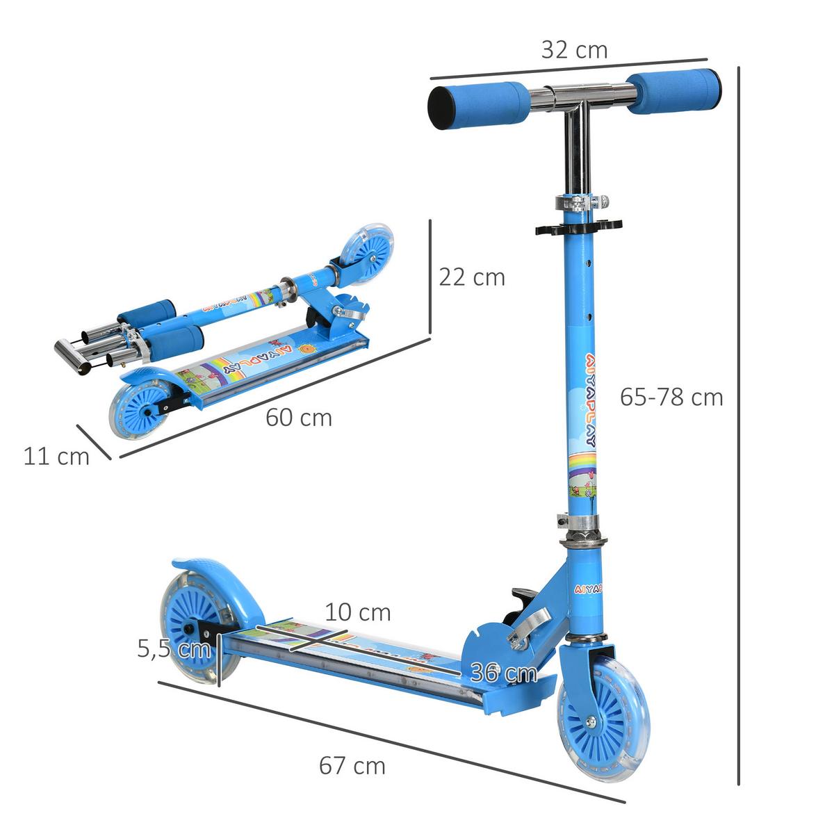 KINDERROLLER Metall Kunststoff Blau - Blau, Metall (67/32/78cm) - HOMCOM