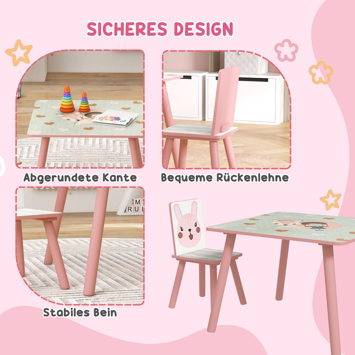 KINDERSITZGRUPPE MDF Kiefer Rosa - Hellrosa, Holzwerkstoff (60/44/60cm) - ZONEKIZ