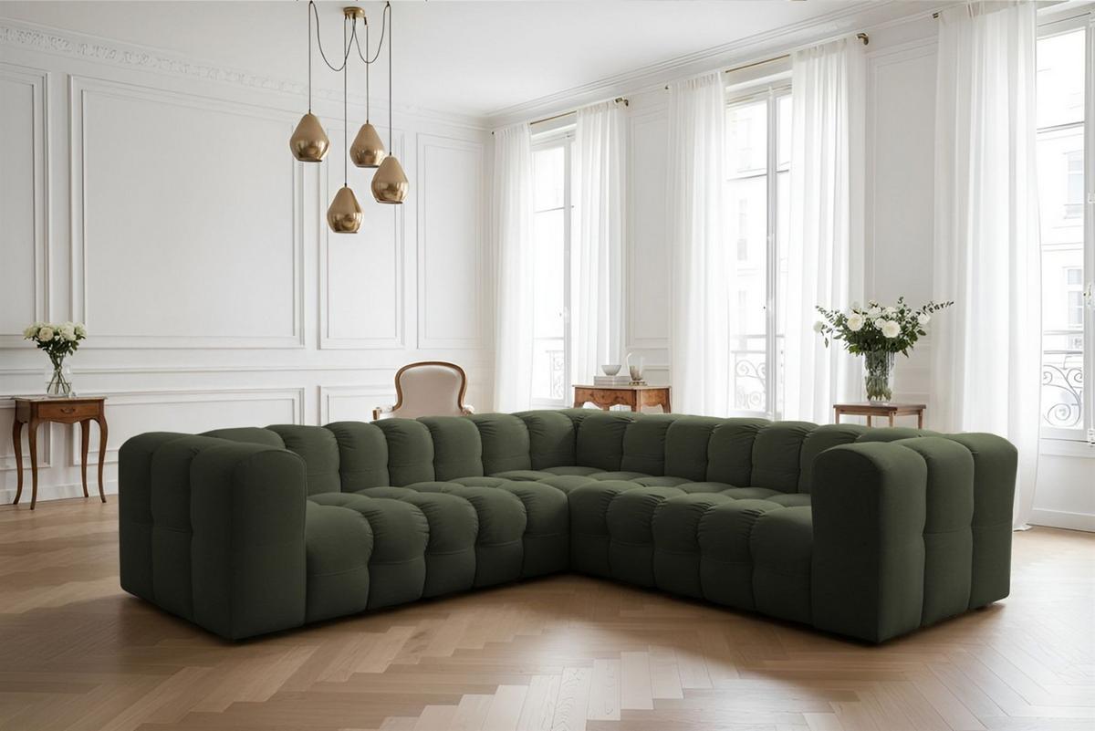 ECKSOFA Solvie Xs In Tiffani - Grün, Holzwerkstoff/Textil (270/270cm) - Fun Möbel