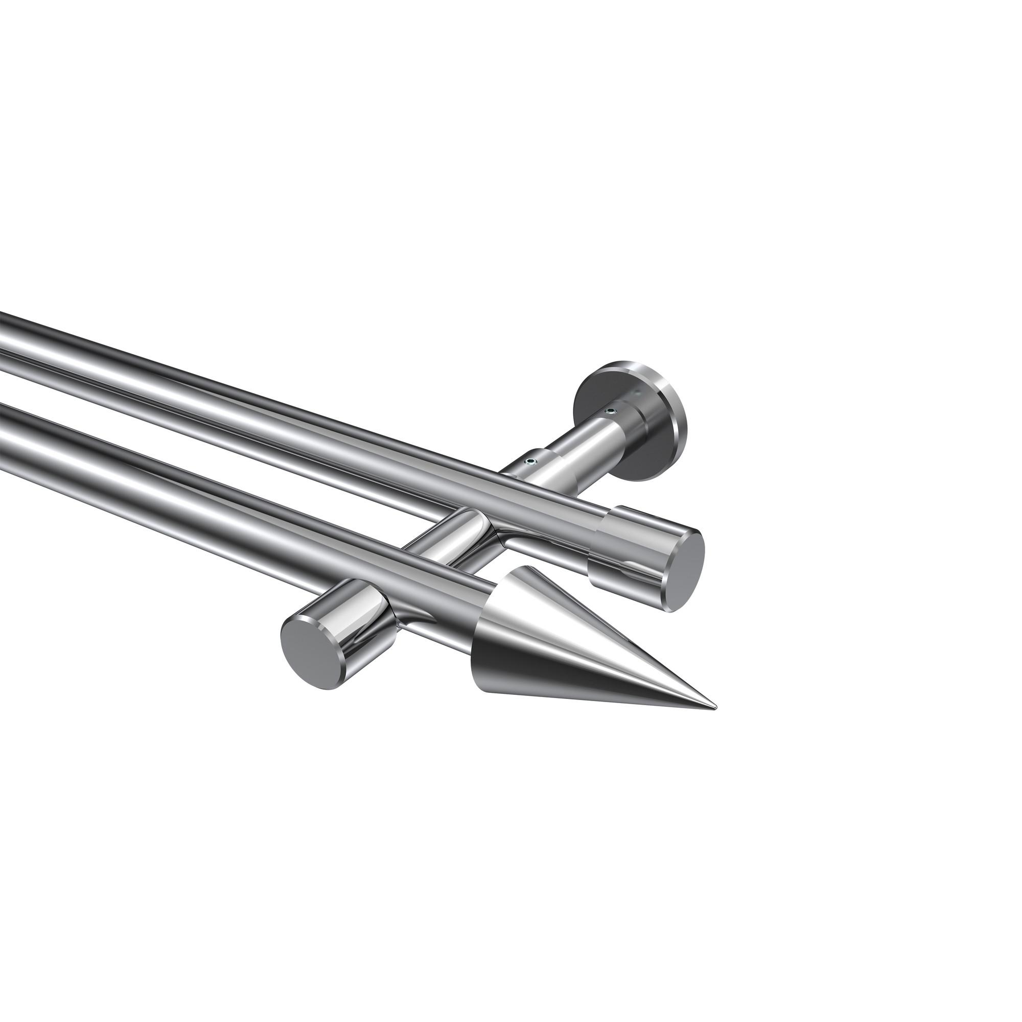 GARDINENSTANGE Prestige Savio 160 cm, 2-läufig (ohne Ringe), 20 mm Ø Chrom - Chromfarben, Metall (160cm) - INTERDECO