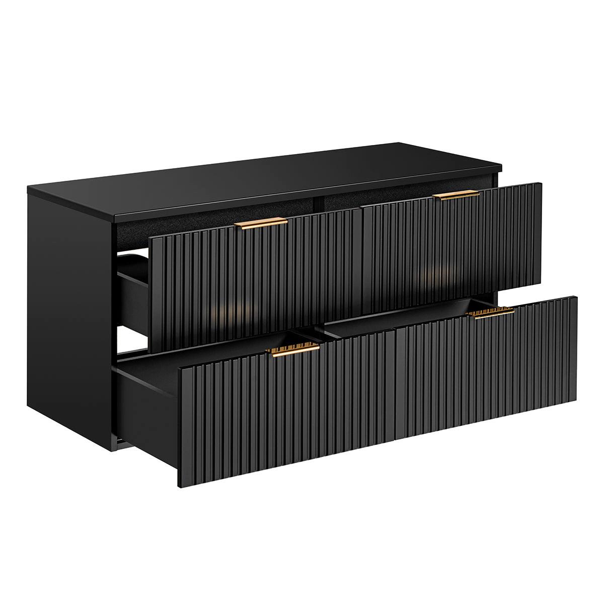 WASCHTISCHUNTERSCHRANK 120.8cm Adriel Mattschwarz - Schwarz, Holzwerkstoff (120.8/59/46cm) - Petits-meubles