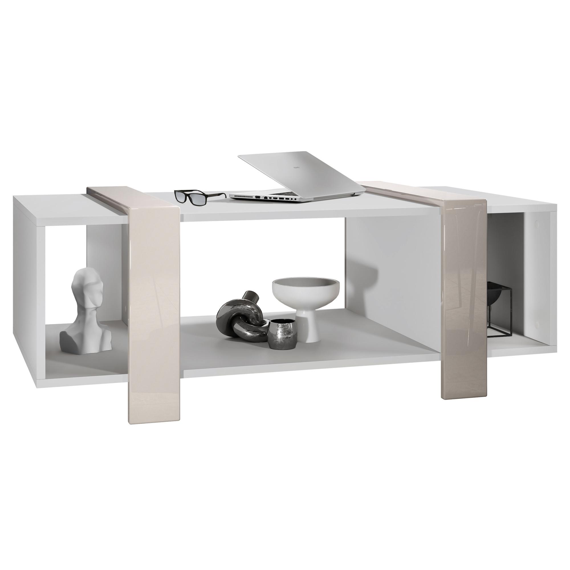 COUCHTISCH Ida Blenden in Sandgrau Hochglanz - Sandfarben, Holzwerkstoff (56.5/110.5/42cm) - Vladon