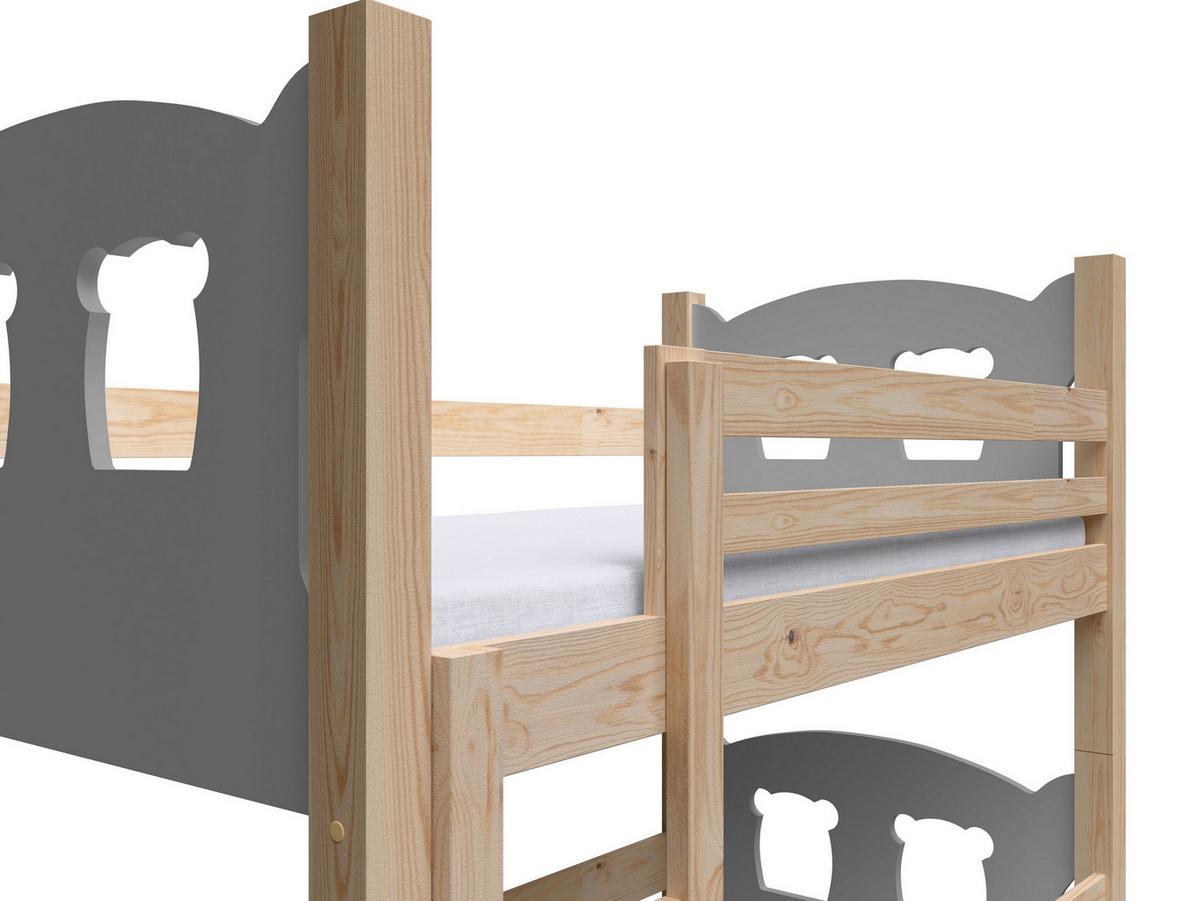 ETAGENBETT LEONE mit Bettkasten 80x180 cm Kieferfarben - Kieferfarben/Grau, Holz (80/180cm) - MASSENO