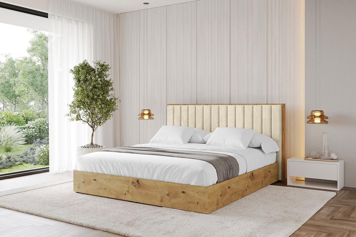 POLSTERBETT mit Bettkasten und Lattenrost, Bett mit Matratze H3/H4 - ENZO4 180x200 Beige - Ecru, Holzwerkstoff/Textil (180/200cm) - ALTDECOR