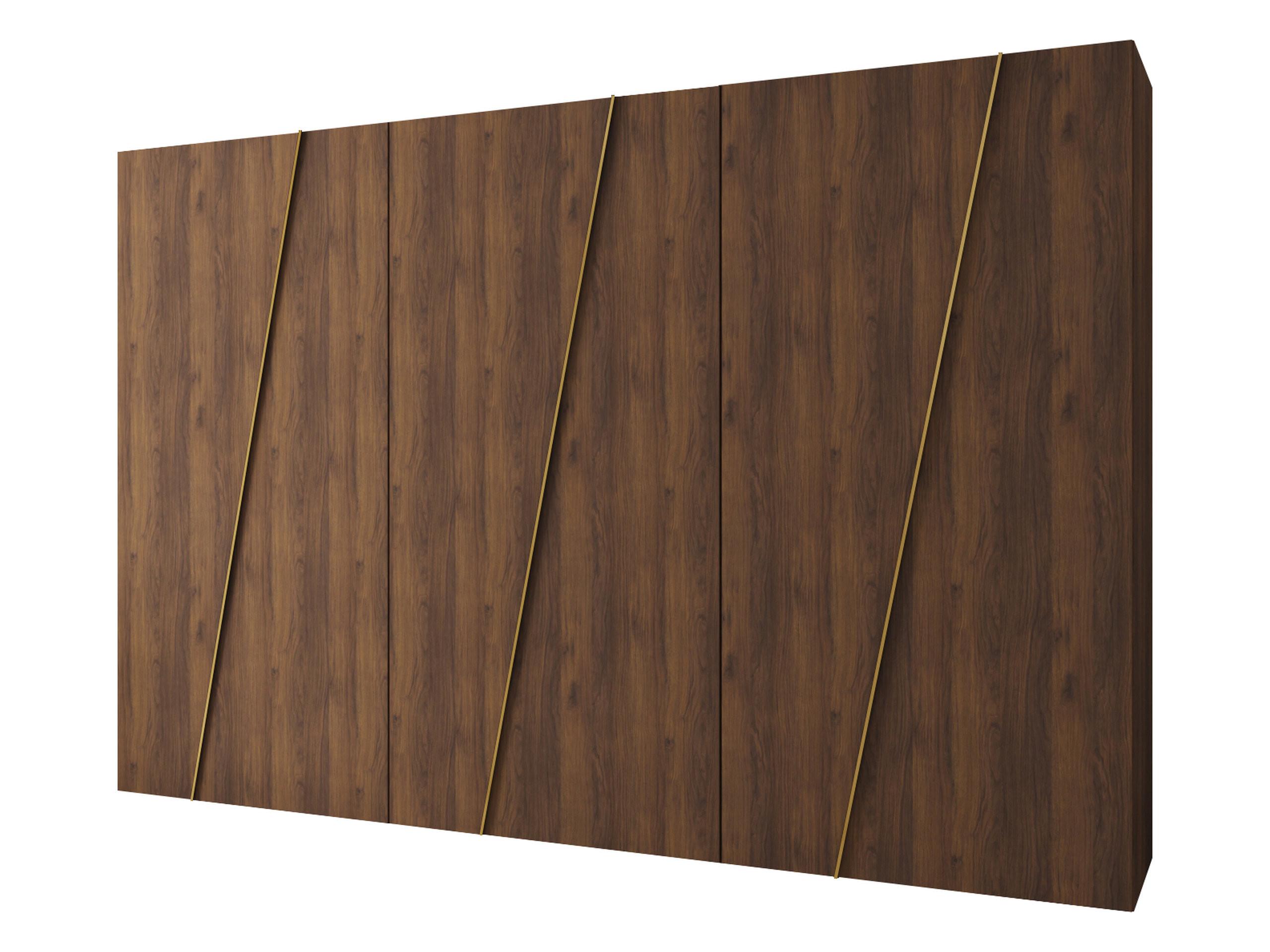 DREHTÜRENSCHRANK Zen 300 cm - Goldfarben/Nussbaumfarben, Holzwerkstoff/Kunststoff (300/202/50cm) - MIRJAN24