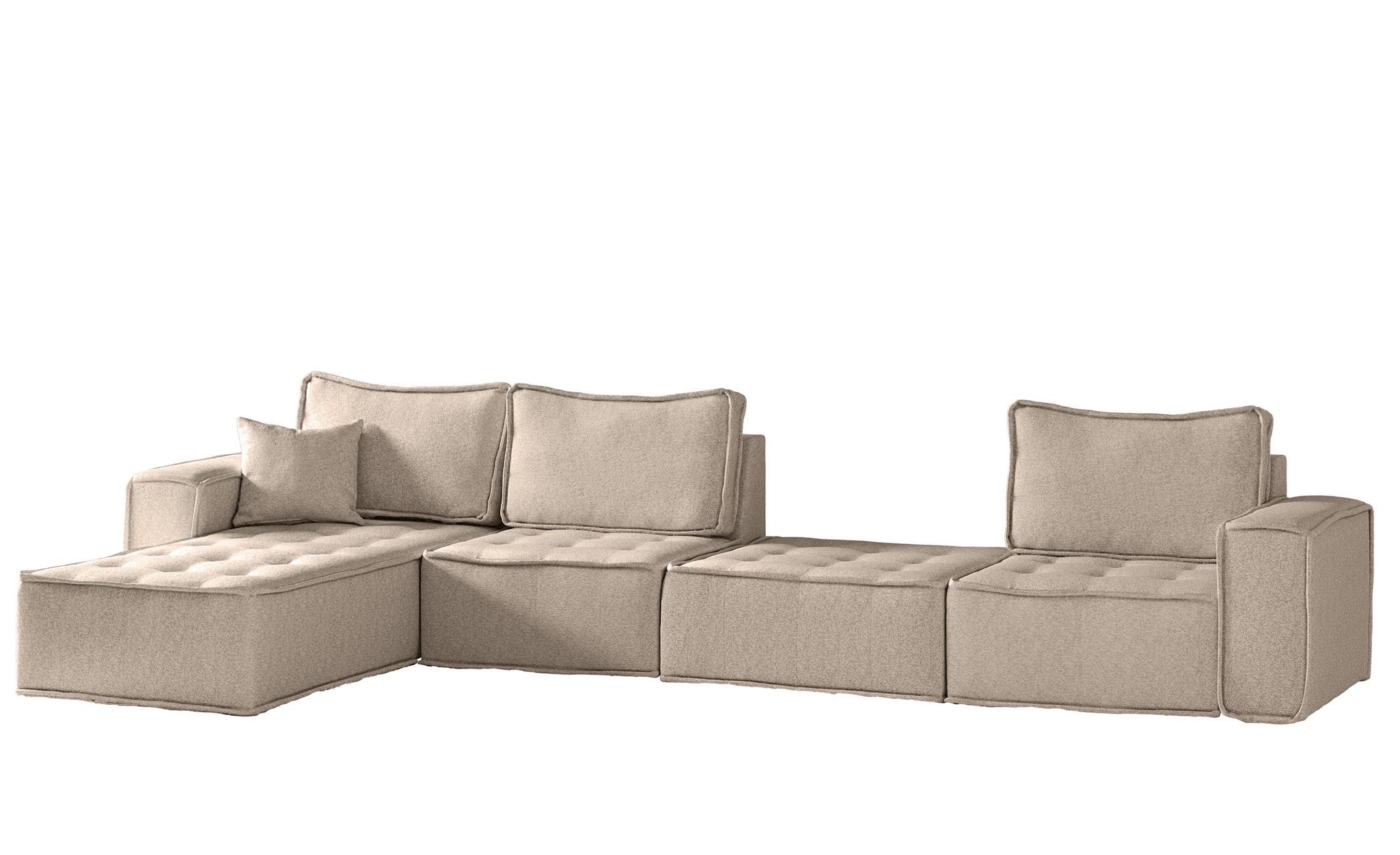 ECKSOFA Sande Xl In Alpine - Hellbraun, Holzwerkstoff/Textil (372/192cm) - Fun Möbel