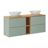 DOPPELWASCHTISCH 140.4cm Jade Grün und Holz - Grün, Holzwerkstoff (140.4/59/40cm) - Petits-meubles
