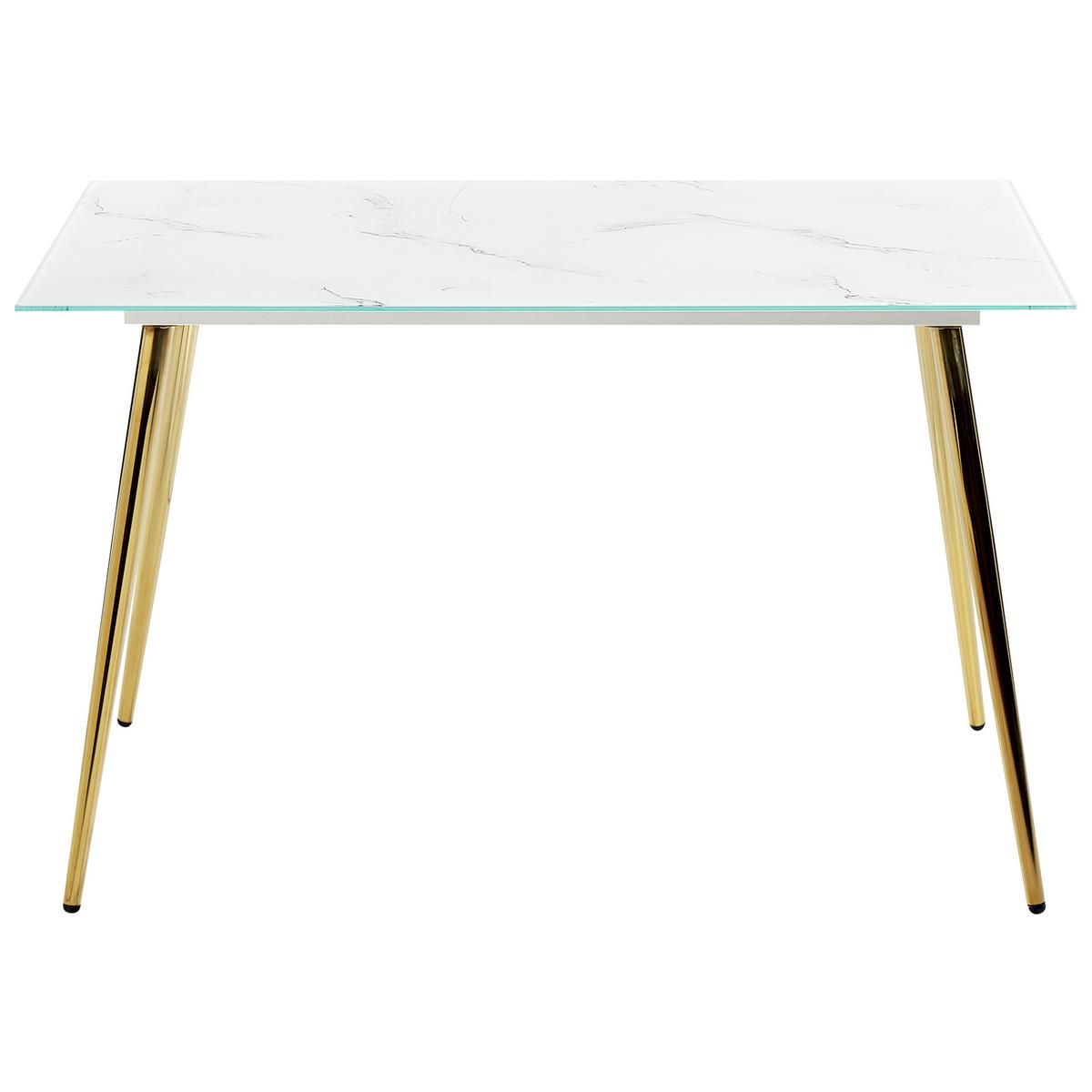ESSTISCH 120/70/75 cm Marmor Rechteckig Mulga - Weiß, Glas (120/70/75cm) - Beliani