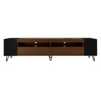 TV-ELEMENT Schwarz und Holzoptik 180/36/43 cm - Braun, Holz (36/43/180cm) - Urban Meuble