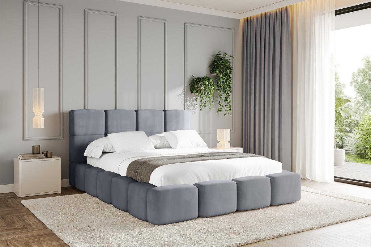 POLSTERBETT mit Bettkasten und Lattenrost, Bett mit Kopfteil, Boxbett ohne Matratze, Doppelbett mit Stauraum - NATA 120x200 Grau - Grau, Holzwerkstoff/Textil (120/200cm) - ALTDECOR