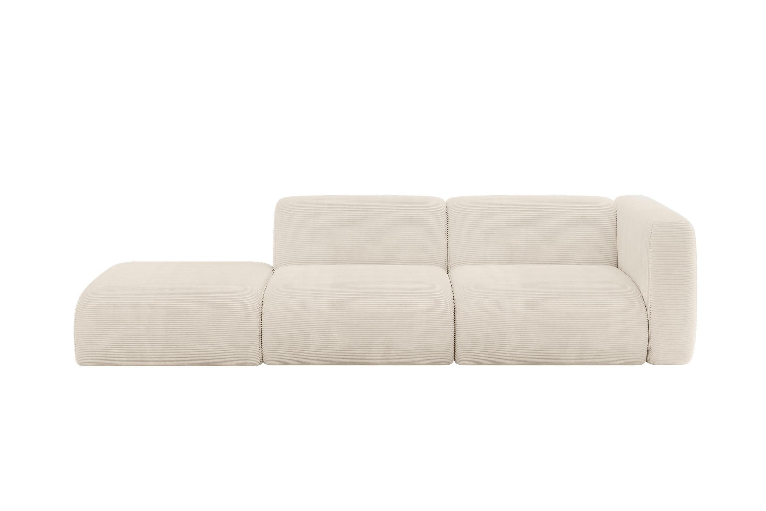 SOFA Ottomane Rechts MIRA-S3 296x89x70 Beige Cord - Sandfarben/Beige, Holzwerkstoff/Kunststoff (296/70/89cm) - ALTDECOR