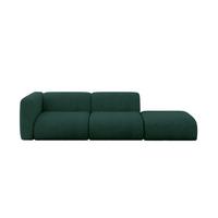 SOFA Ottomane Links MIRA-S3 296x89x70 Grün Velours - Dunkelgrün/Schwarz, Holzwerkstoff/Kunststoff (296/70/89cm) - ALTDECOR
