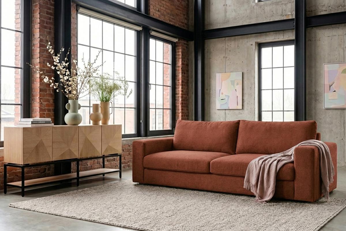 SOFA AMINA Braun Flachgewebe - Schwarz/Braun, Buchenholz/Textil (228/82/101cm) - KAWOLA