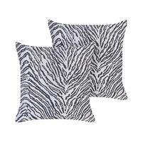 DEKOKISSEN 2er-Set Schwarz 45/45 cm Manetti - Schwarz, Textil (45/45cm) - Beliani