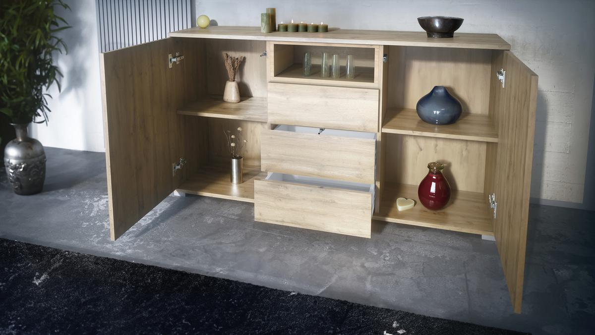 SIDEBOARD Skadu Weiß Hochglanz - Weiß Hochglanz, Holzwerkstoff (138.5/75.5/35cm) - Vladon