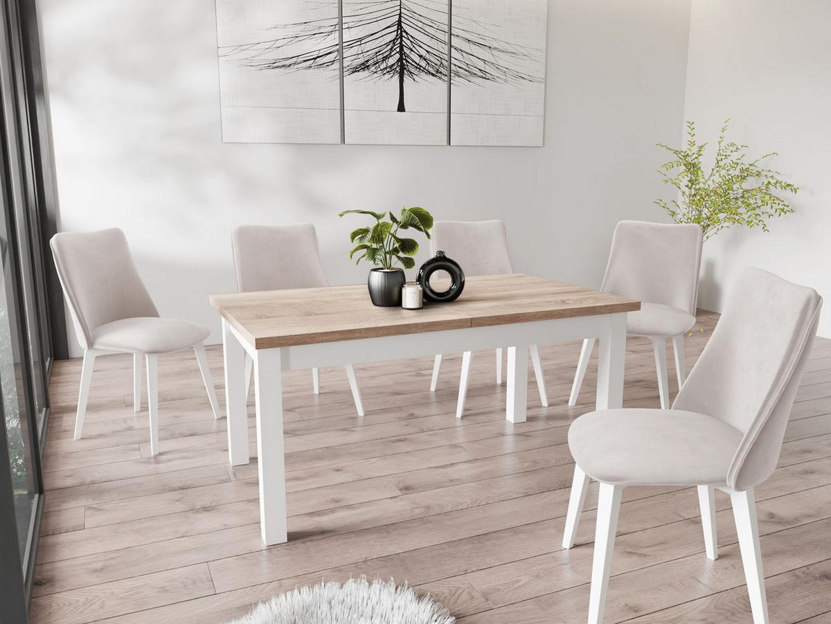 ESSTISCH Molly rechteckig ausziehbar, Sonoma Eiche 120-160/67/75 cm - Weiß/Sonoma Eiche, Holz/Holzwerkstoff (67/160/75cm) - WFL GROUP