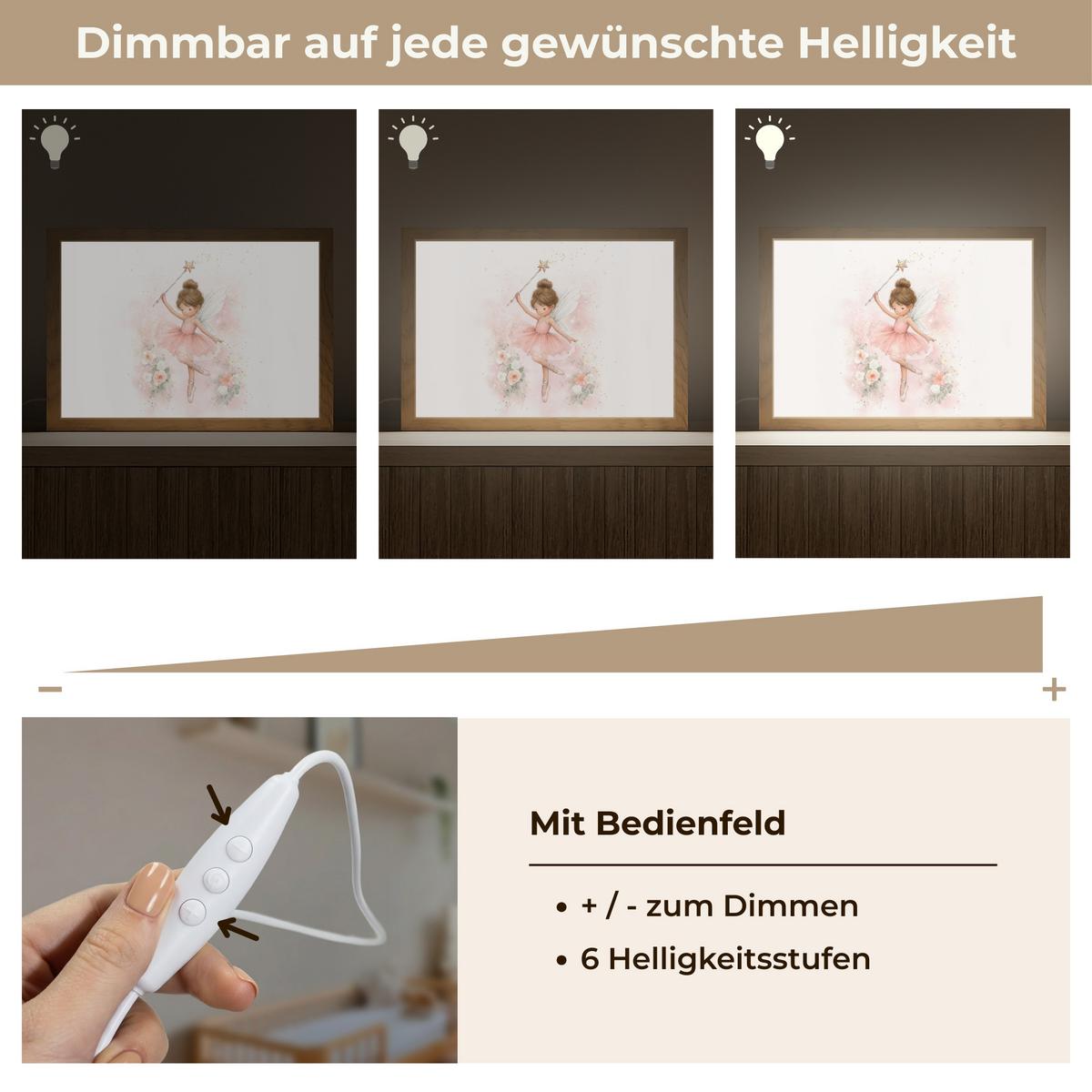 NACHTTISCHLAMPE Ballerina - Fee - Blumen - Rosa 30x20 cm - Rosa, Holzwerkstoff (8/30/20cm) - OnlyWow