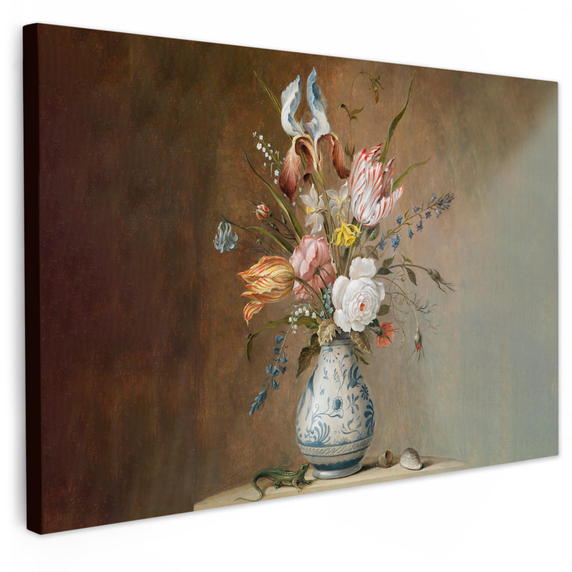 LEINWANDBILD Alte Meister - Blumen - Balthasar van der Ast Deko Schlafzimmer 30x20 cm - Hellbraun, Textil (30/20cm) - MuchoWow