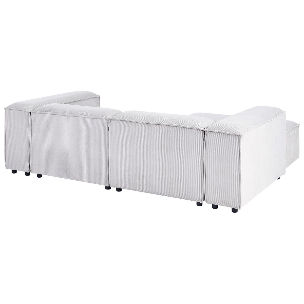 ECKSOFA Modul 3-Sitzer rechtsseitig Cremeweiß Cord mit Ottomane Ardal - Creme, Textil (240/180cm) - Beliani