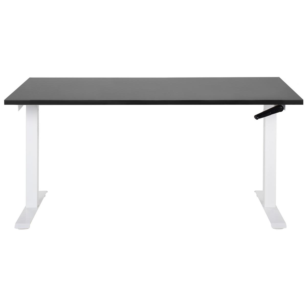 HÖHENVERSTELLBARER SCHREIBTISCH Manuell 160/72 cm Schwarz Destin III - Schwarz/Weiß, Holzwerkstoff (72/160/74cm) - Beliani