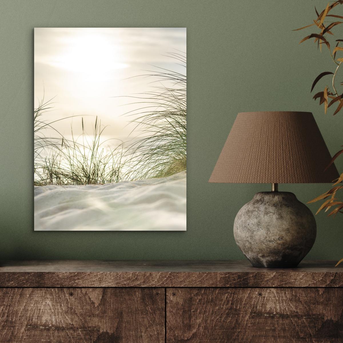 METALLBILD Dünen mit Strandhafer in der Sonne des Nationalparks Schleswig-Holsteinisches Wattenmeer 30x40 cm - Creme, Metall (30/40cm) - MuchoWow