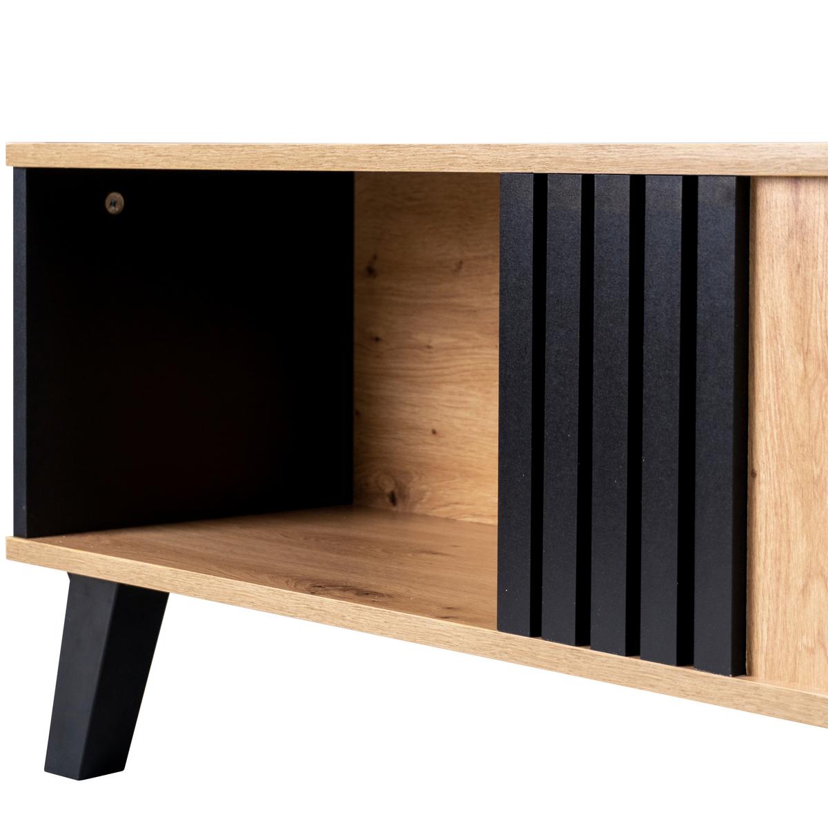 COUCHTISCH Holz- und Schwarzeffekt 100/60/43 cm - Weiß, Holzwerkstoff (100/60/43cm) - Urban Meuble