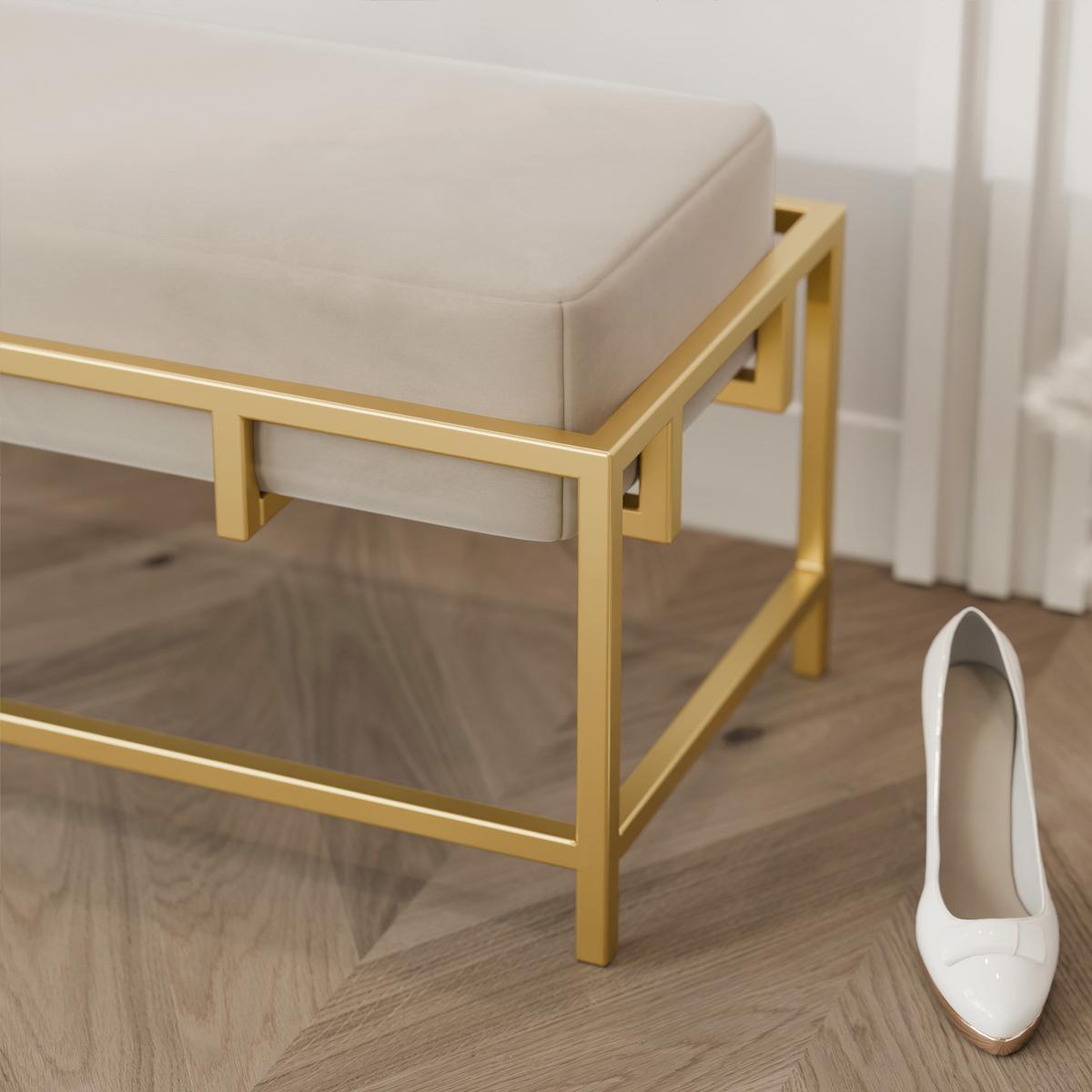 POLSTERBANK GLAM 80 cm Gold / Beige ,Metallgestell - Beige, Textil/Metall (80/45/35cm) - Idohome