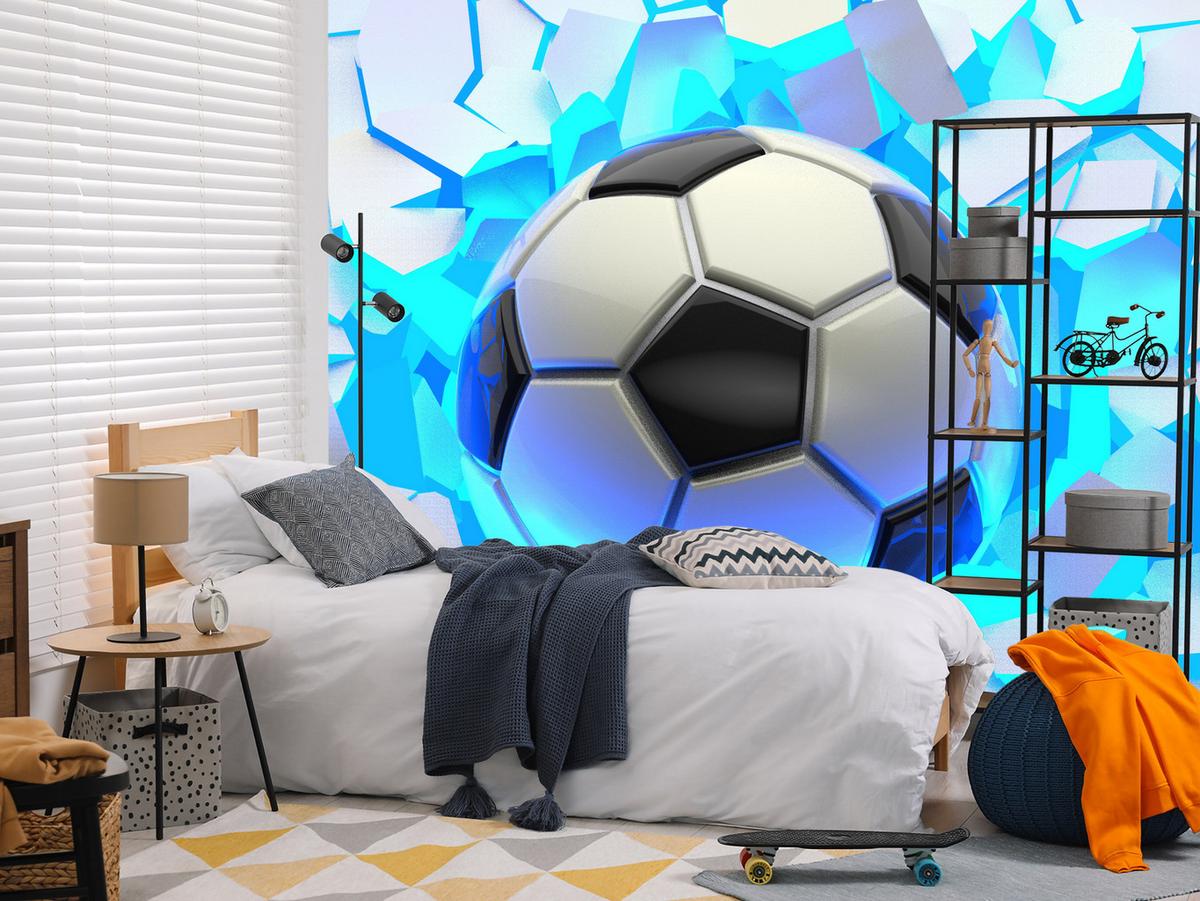 FOTOTAPETE Fußball Abstraktion 3D Effekt 300x210 - Schwarz/Weiß, Papier (300/210cm) - Muralo