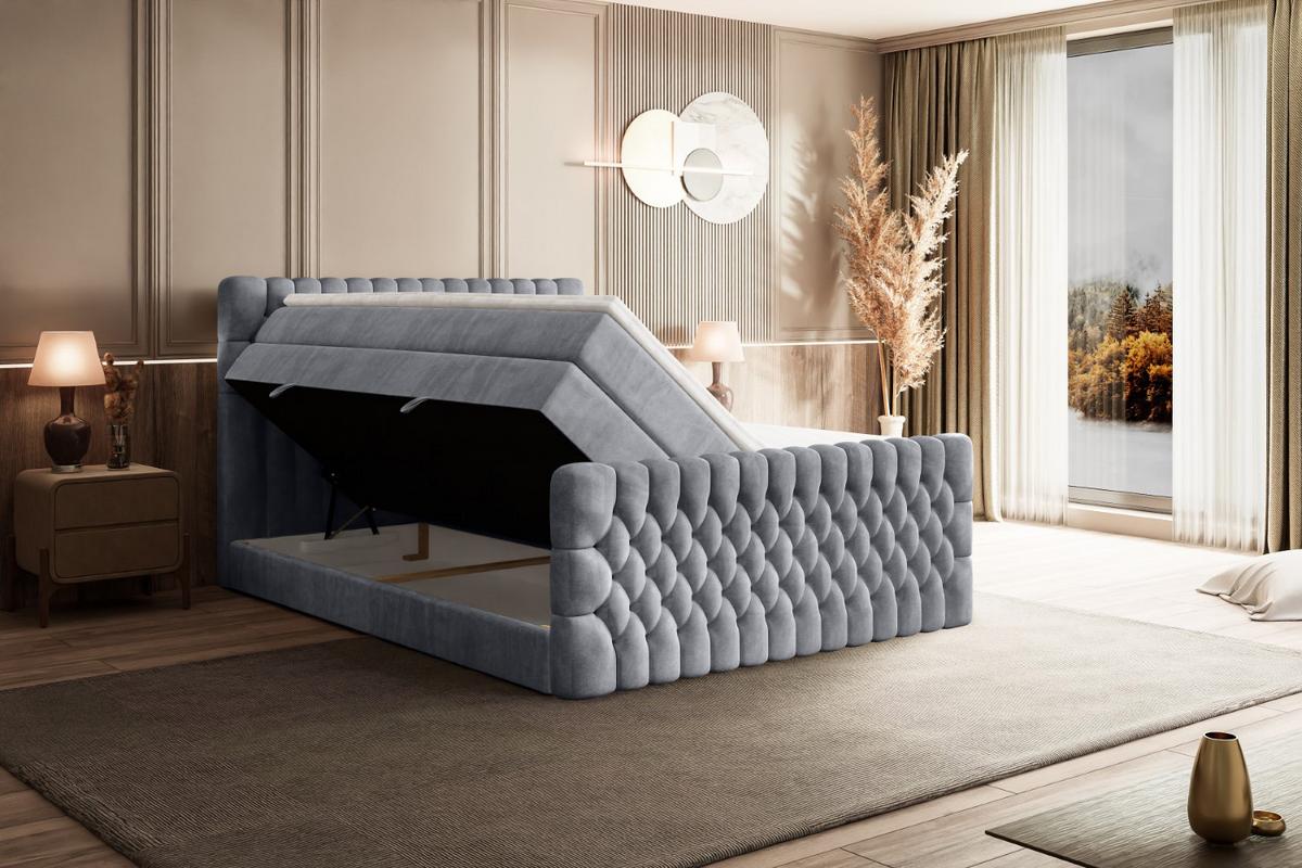 BOXSPRINGBETT SERENE-Z KING - 140 x 200 - H3/H4 - Hellgrau - Hellgrau, Holzwerkstoff (140/200cm) - ALTDECOR