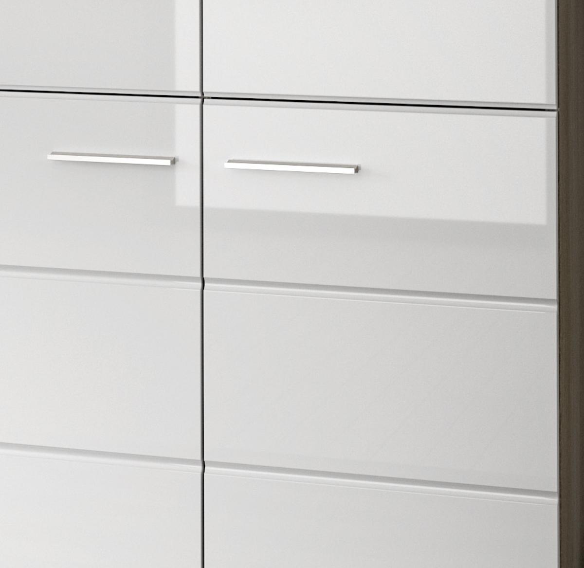 GARDEROBENSCHRANK weiß Hochglanz, grau 60 cm, Flurschrank mit Spiegeltür - Weiß Hochglanz/Silberfarben, Glas/Holzwerkstoff (60/192/37cm) - Inn.Furn