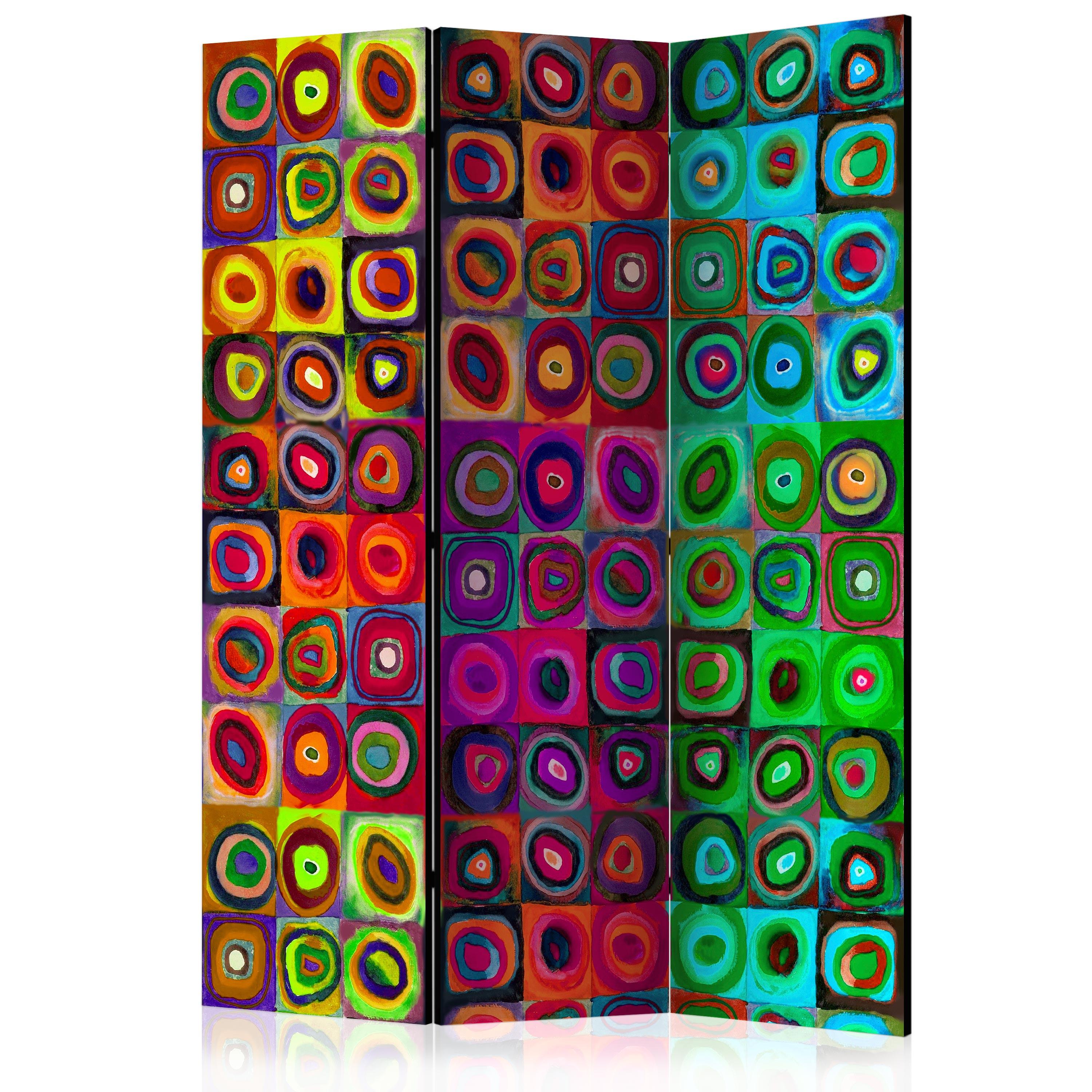 PARAVENT Akustik 3-tlg 135x172 cm Bunte abstrakte Formen - Multicolor, Holz/Textil (135/172/3cm) - Muralo