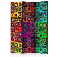 PARAVENT Akustik 3-tlg 135x172 cm Bunte abstrakte Formen - Multicolor, Holz/Textil (135/172/3cm) - Muralo